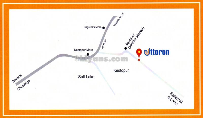 Location Map of 3 Bhk Flat For Sale In Kestopur Near Jagatpur Market.